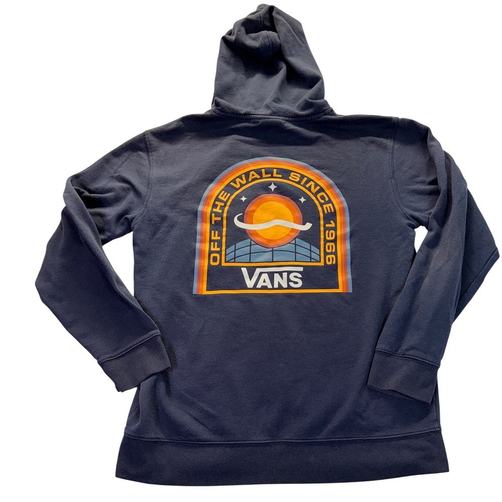 Vans Off The Wall Since 1966 Navy Blue Graphic Pullover Hoodie Mens Medium